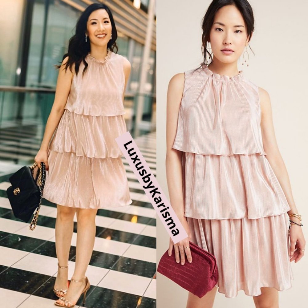 NWT Anthropologie Estelle Blush Tiered Tunic Dress. Size L - Picture 5 of 11